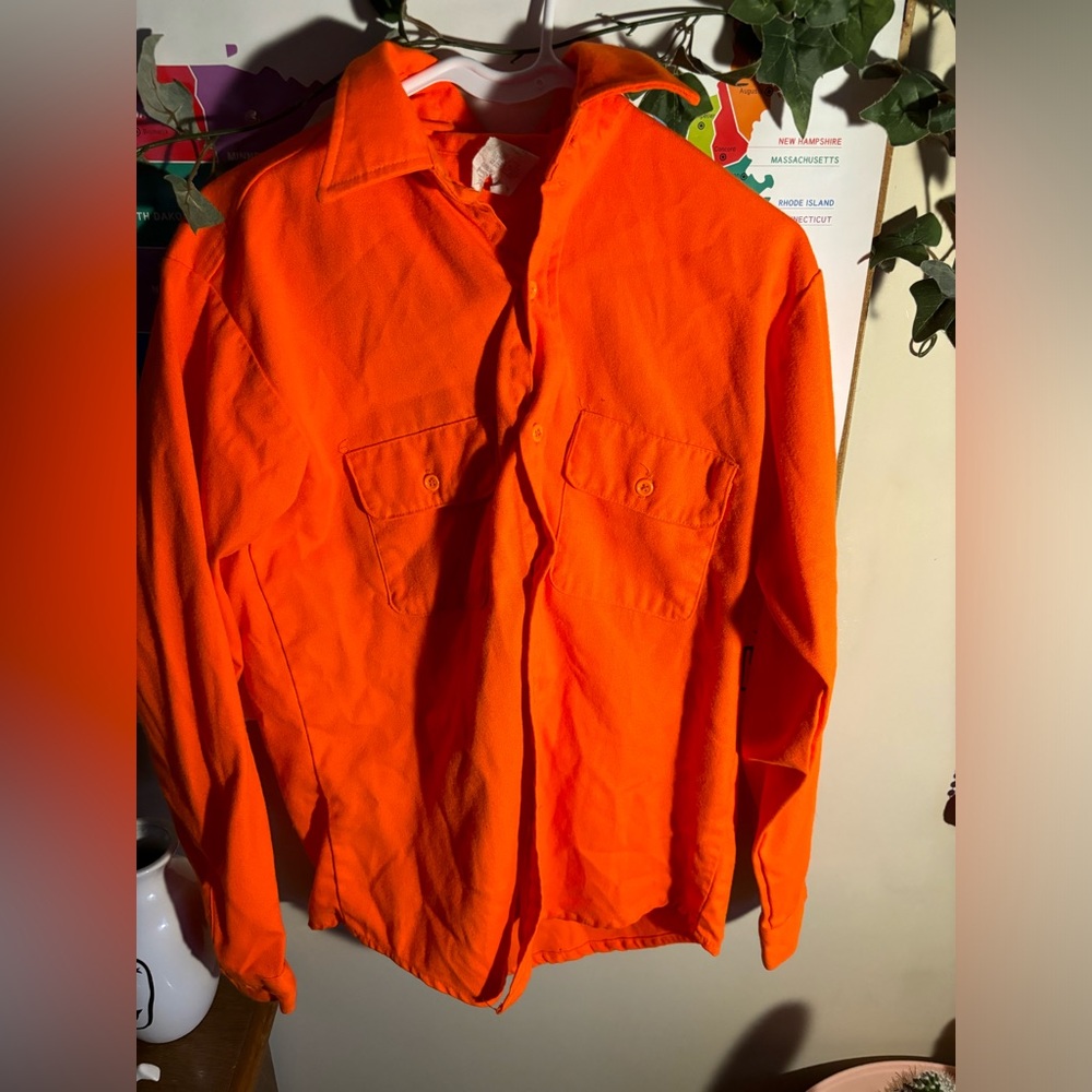 Hunter orange long sleeve button up